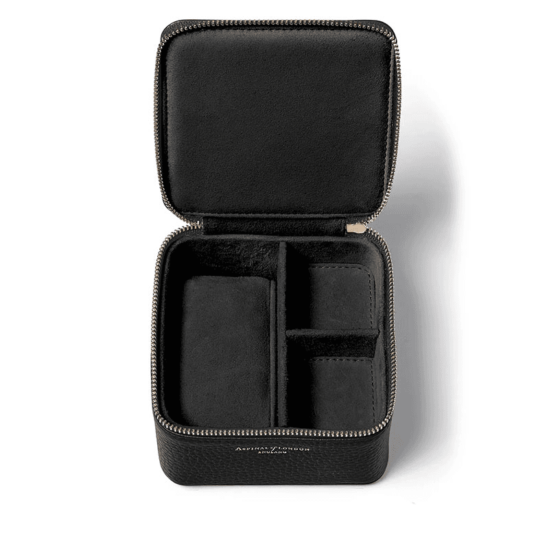 Travel Watch & Ring Box, L12 x W12cm, Black Pebble
