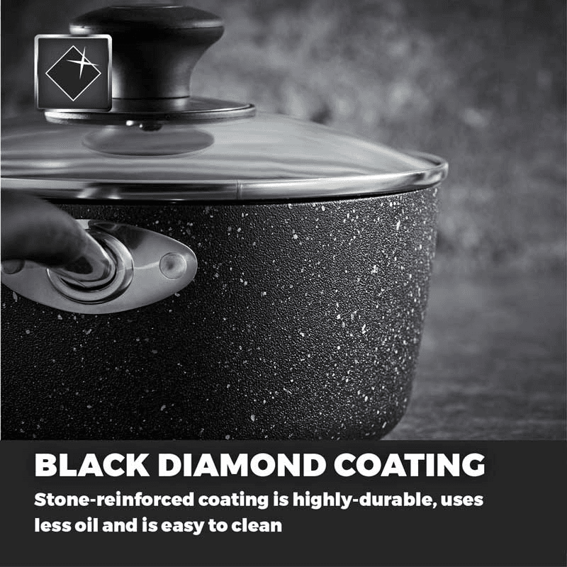 Precision 3 Piece Saucepan Set, 18/20/22cm, Black