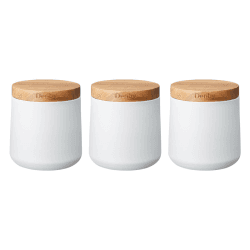 Image showing the Set of 3 Storage Canisters, D11 x H10cm, White product.