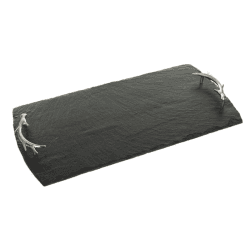 Image showing the Antler Handles Serving tray, 50 x 25cm, Slate And Stainless Steel product.