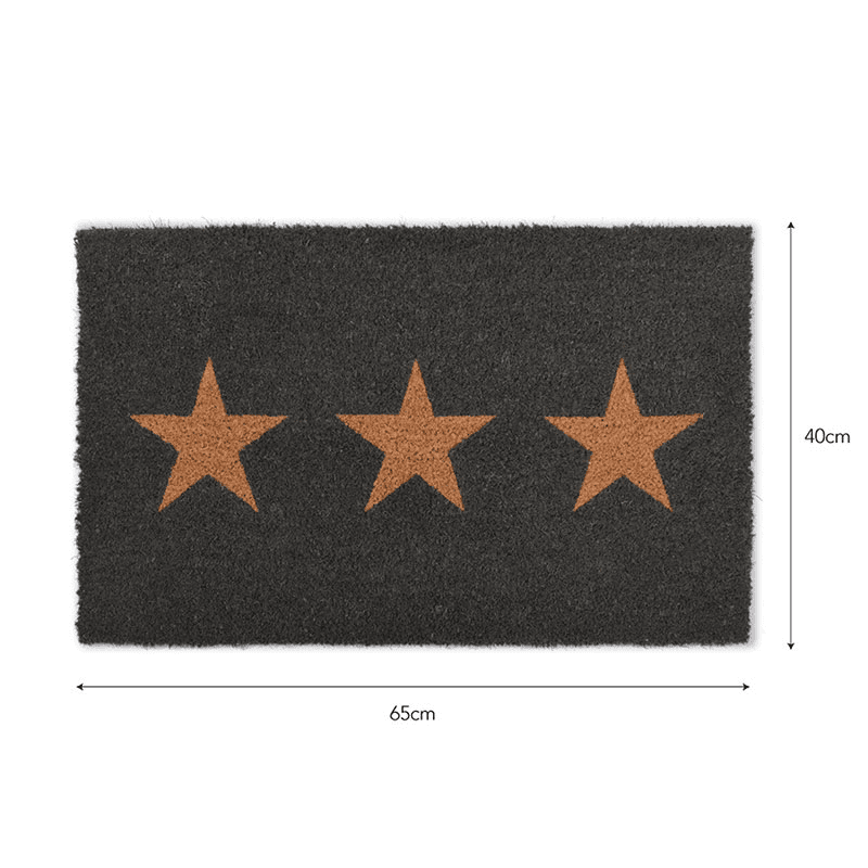 Triple Star Doormat, Large, Charcoarl