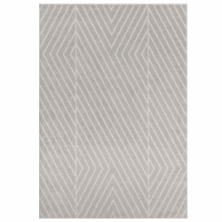 Image showing the Muse Modern Geometric Linear Rug, 120 x 170cm, Black & Cream product.