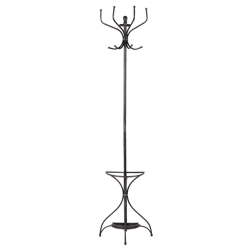 Wall mounted coat stand, 19.7 x 48 x 26cm, Black/Brown