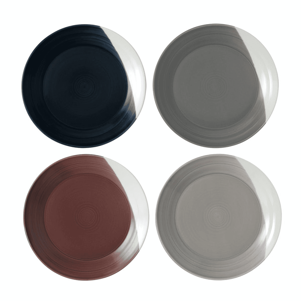 Bowls of Plenty Set of 4 plates, 28cm, brown/grey