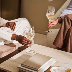 Image showing the Lismore Diamond Essence Set of 2 White Wine Glasses, 475ml, Clear product.