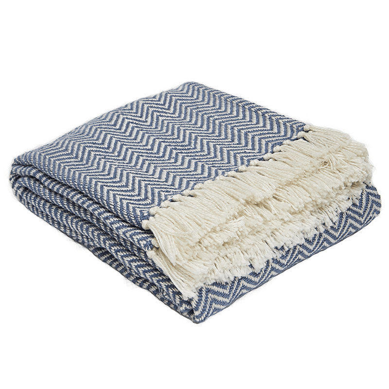 Herringbone Blanket, 250cm x 130cm, Navy