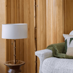 Image showing the Disk Table Lamp, H51cm, Brass & Wood product.