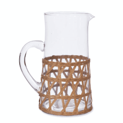 Image showing the Portmore Glass & Rattan Jug, H24cm, Natural product.