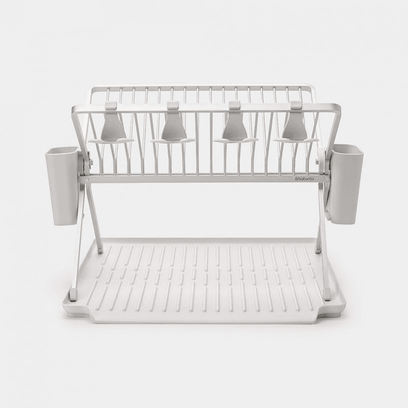 SinkSide Foldable Dish Drying Rack, Large, Light Grey