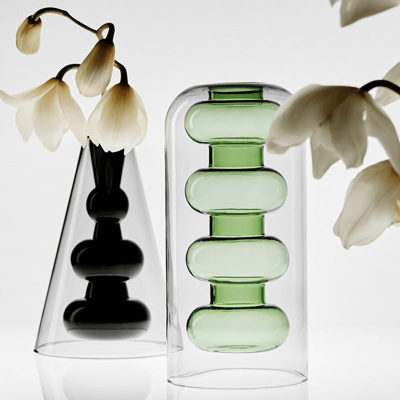 Bump Cone Vase, H22cm, Black
