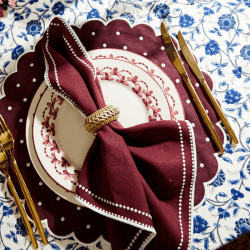 Image showing the Daisy Set of 4 Placemats, D40cm, Burgandy product.