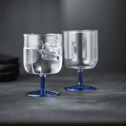 Image showing the Torino Set of 2 Wine Glasses, 300ml, Clear and Blue product.