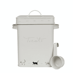 Image showing the Purrfect Pet tin with scoop, 23 x 26.5 x 15.4cm, White product.