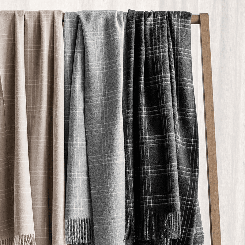 Superior Plaid Throw, H200cm x W130cm, Light Grey/White