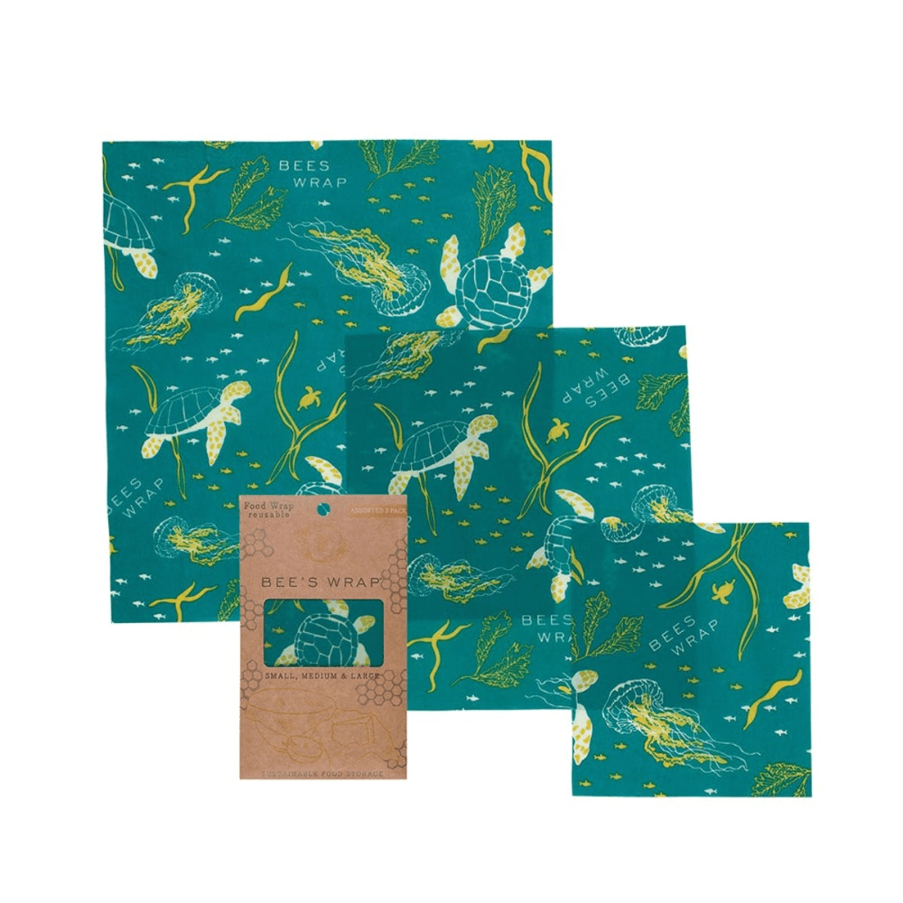 Ocean Print Pack of 3 food wraps, small/med/large