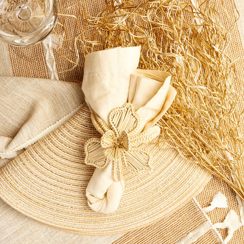 Orchid Set of 4 Napkin Rings, Natural