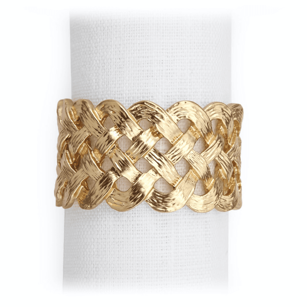 Braid Set of 4 napkin rings, Gold