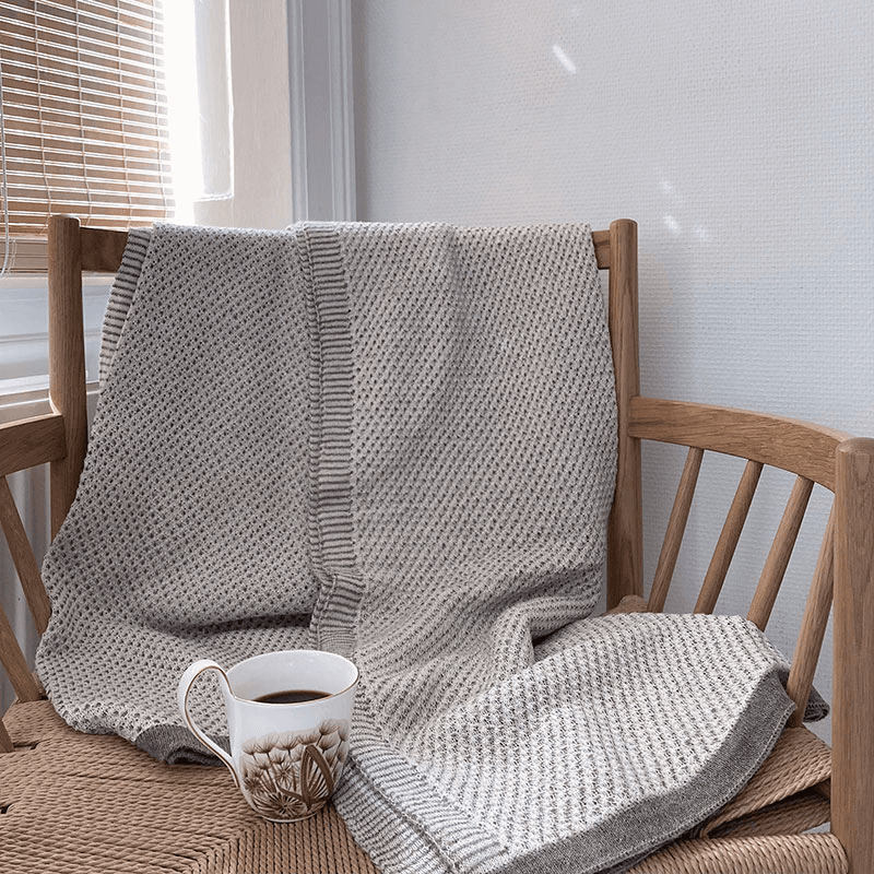 Raindrops Plaid Throw, H180cm x W130cm, Ivory