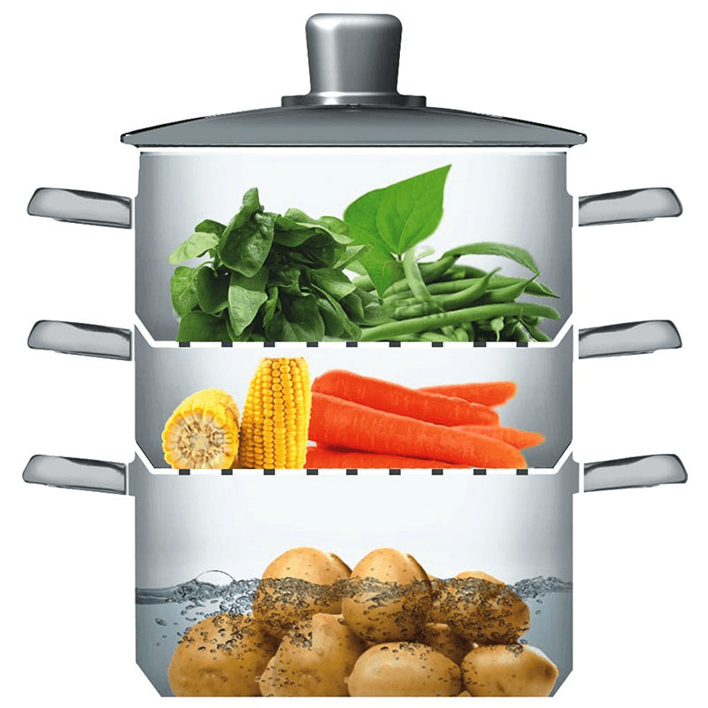 Steamer set 3 tier, 22cm, stainless steel