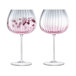 Image showing the Dusk Pair of balloon goblets, H20.4 x D11.5cm, pink/grey product.