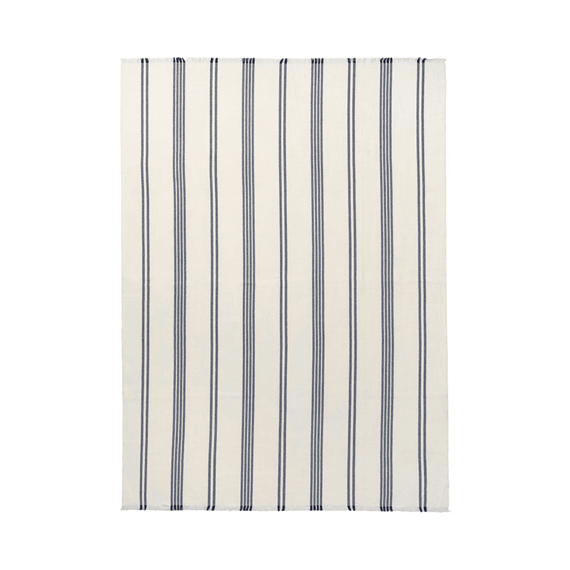 Lines Throw, H190cm x W130cm, White/Dark Blue