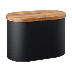 Image showing the Bread Bin with Acacia Lid, L36 x W20 x D22cm, Black product.