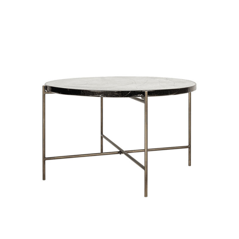 Aluva Glass Coffee Table, Antique Brass