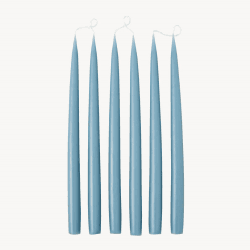 Image showing the Set of 6 Tapered Dinner Candles, H35cm, Grey Blue product.