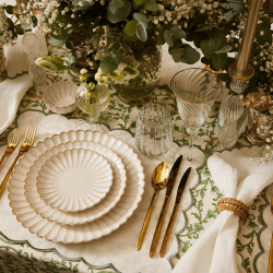 Image showing the Scallop Shell Set of 4 Starter Plates, D21cm, Oat product.