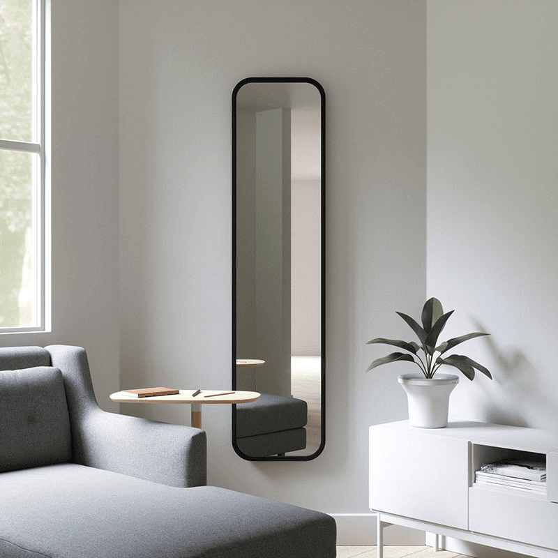 Hub Leaning Mirror, 37 x 157cm, Black