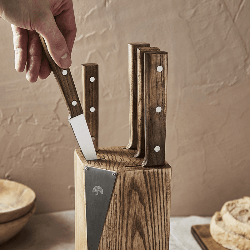 Hoxton Vintage 5 Piece Knife Block Set, Ash