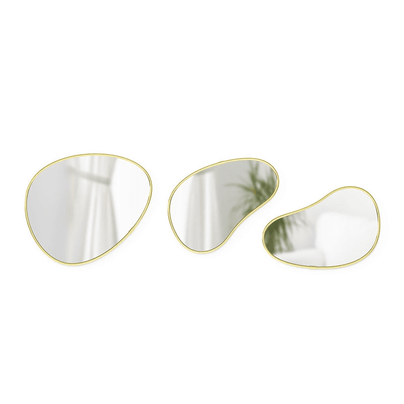 Hubba Set of 3 Mirrors, Brass