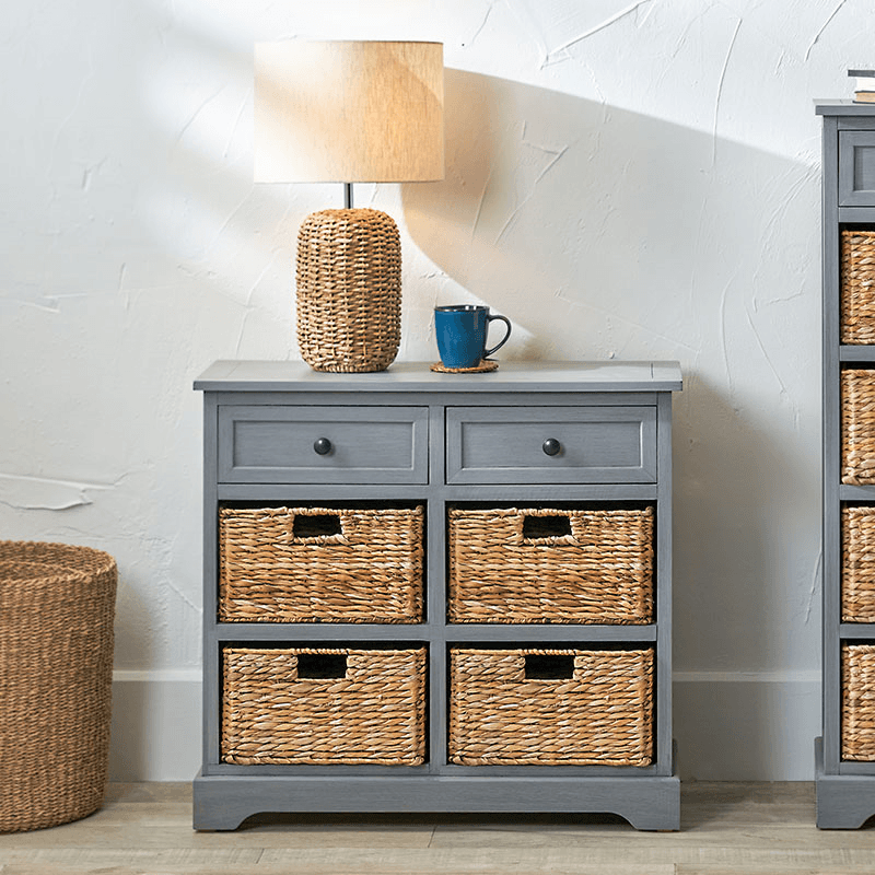 Devonshire 2 Drawer Basket Unit, Grey