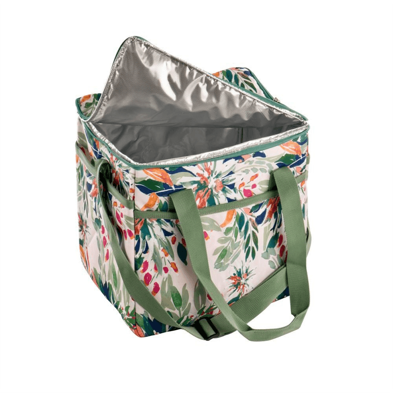 Mediterranean Garden Picnic Cool Bag, 24l, Green/Pink/White