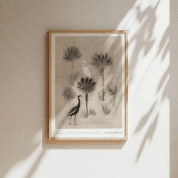 Image showing the Two Birds Recycled Paper Print, A2, Grey product.