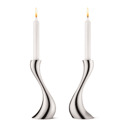 Image showing the Cobra Pair of candleholders, 20cm, Stainless Steel product.
