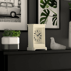 Image showing the Time Lord Mantel Clock, 21.9cm, Linen White product.