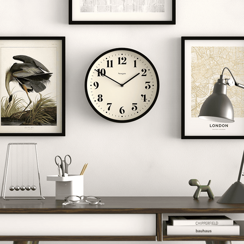 Number Four Wall Clock, D30cm, Black