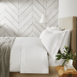 Image showing the 300 Thread Count Egyptian Cotton Sateen Double fitted sheet, W140 x L190 x D30cm, White product.