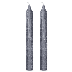Image showing the Rustic Set of 2 Dinner Candles, H20.5cm, Charcoal product.