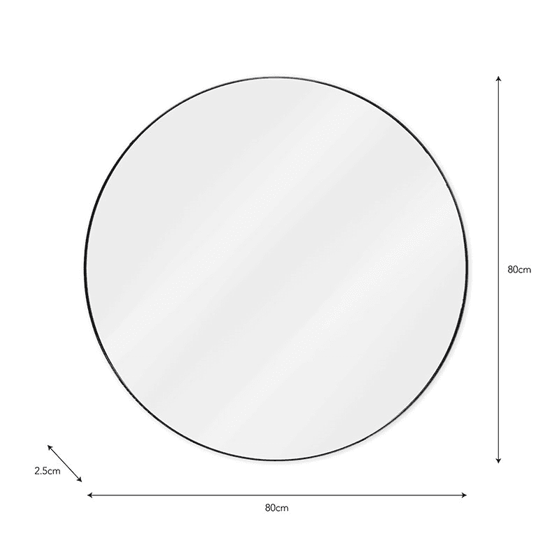 Cherington Round Wall Mirror, D80cm, Black