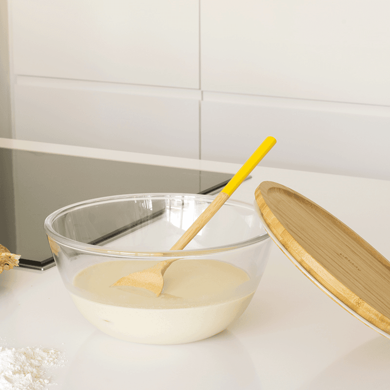 Glass Bowl With Bamboo Lid, 2.6L, Clear