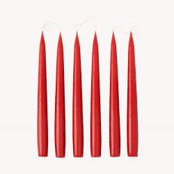 Image showing the Set of 6 Tapered Dinner Candles, H25cm, Berry Red product.