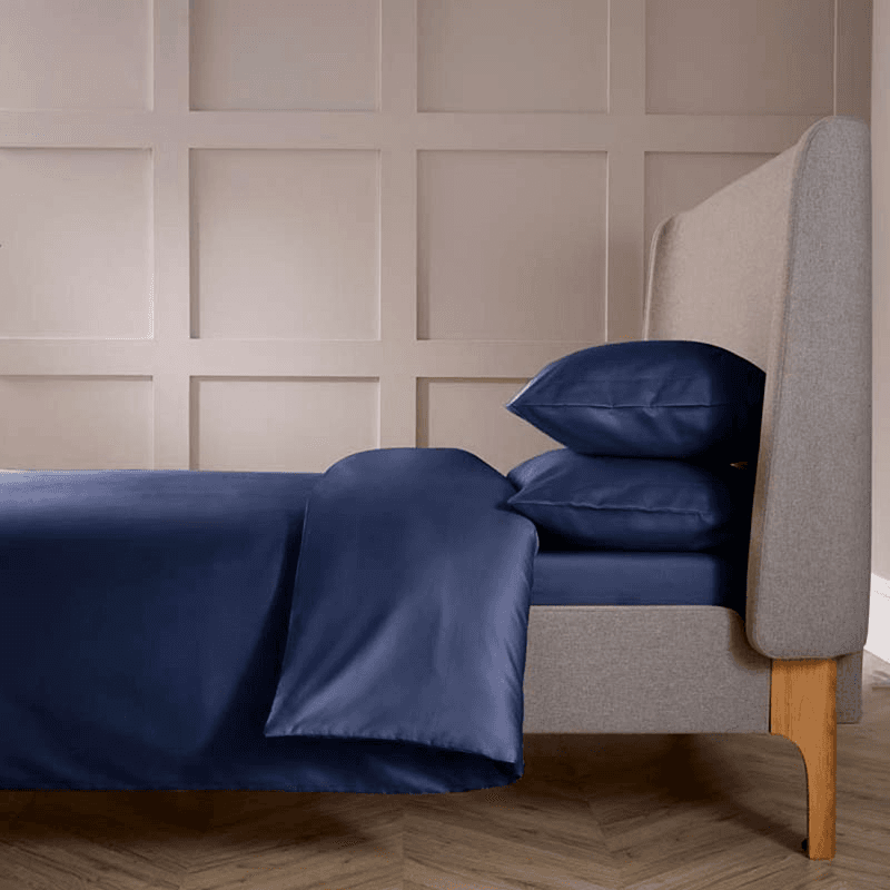 Sateen Pair of Oxford Pillowcases, Navy