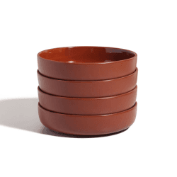 Image showing the Set of 4 Dinner Bowls, 22cm, Terracotta product.