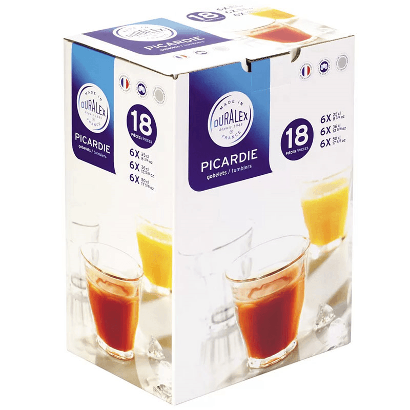 Picardie Set of 18 Tumblers, Clear