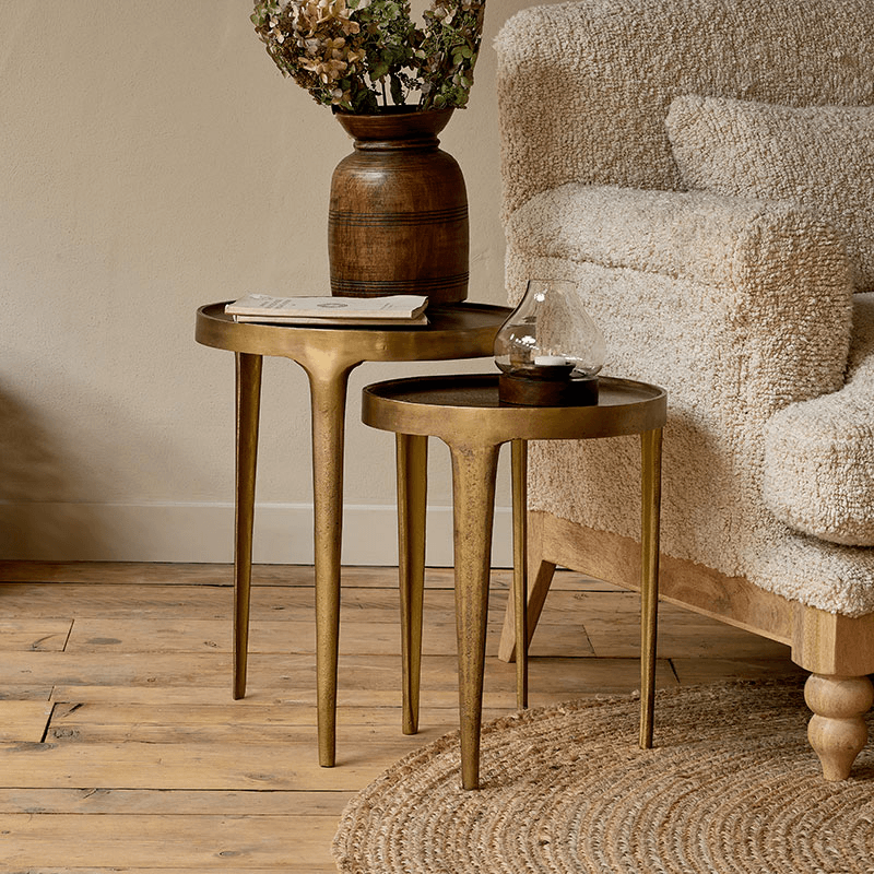 Rohia Cast Metal Table, Brass