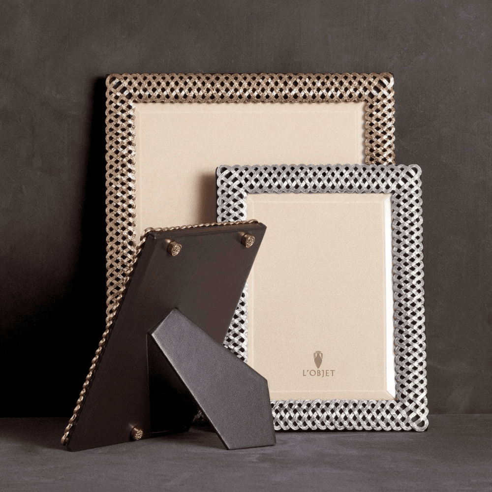 Braid Photograph frame, 4 x 6", Platinum
