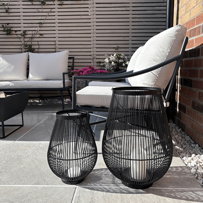 Venere Lantern with Glass Insert, H46cm, Black