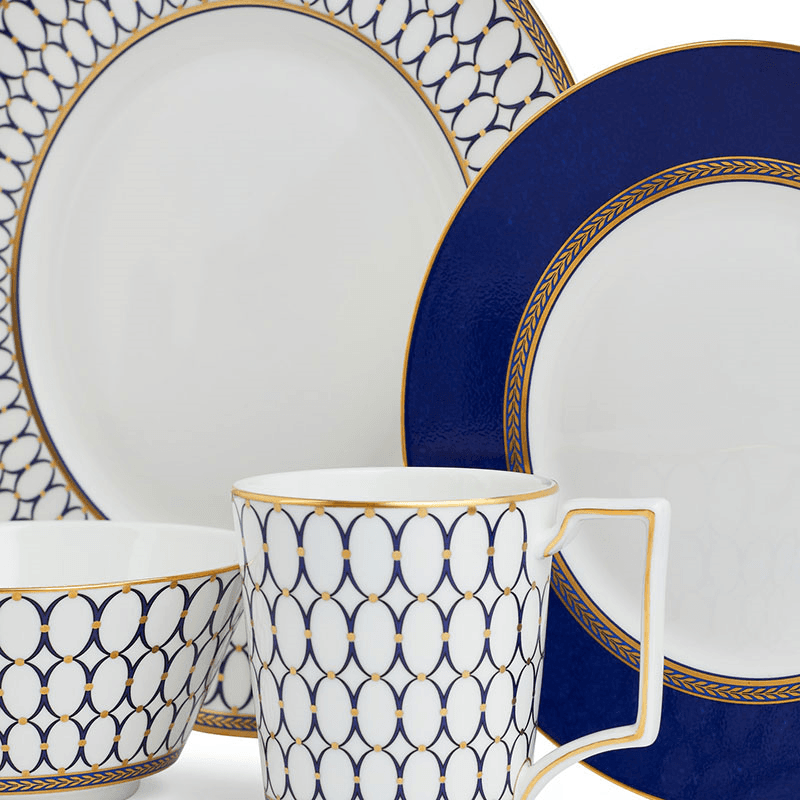 Renaissance Gold 4 piece dinnerware set, White